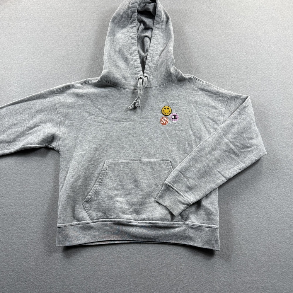 Champion Hoodie Men Small Gray Fleece Pullover Kangaroo Pocket Love Graphic Love